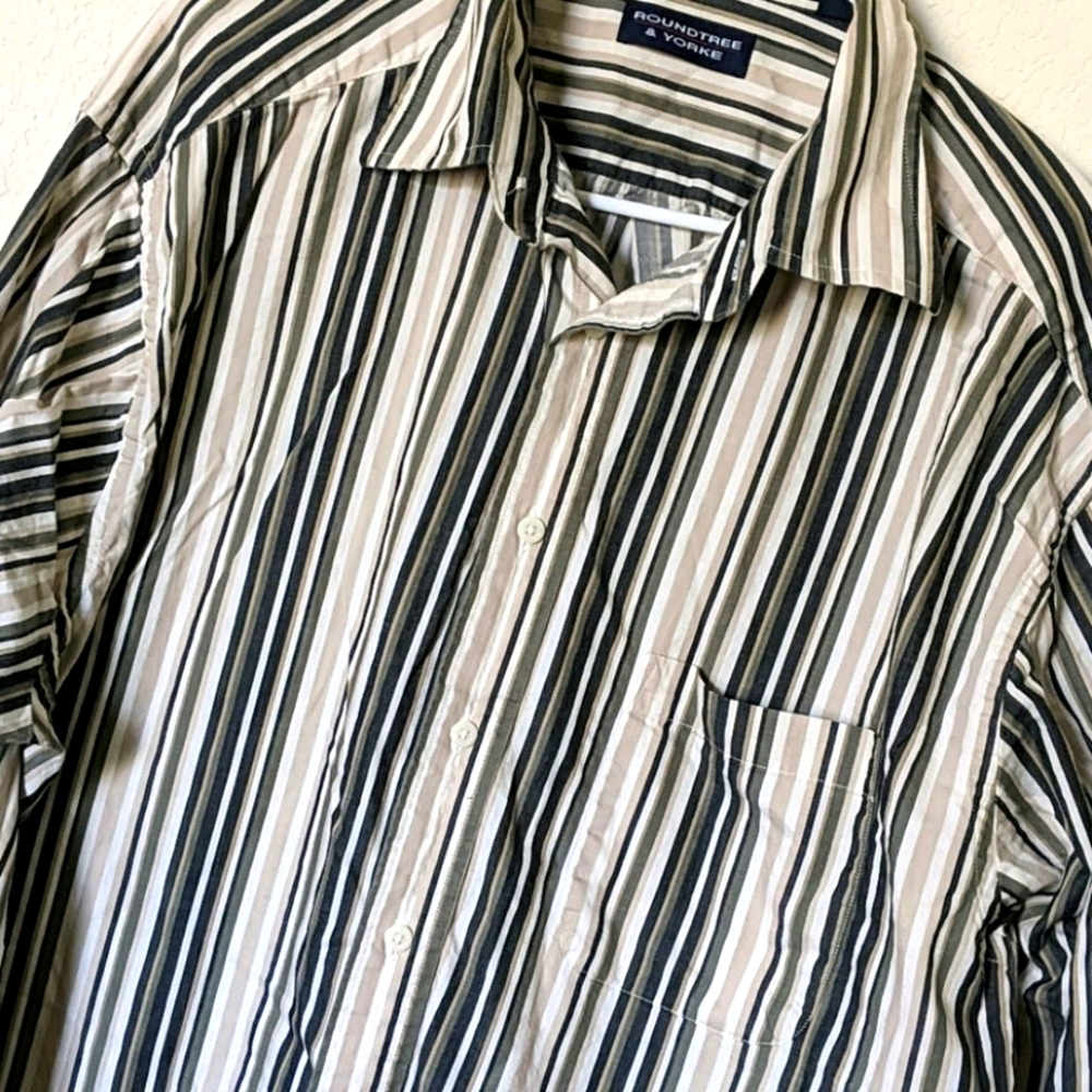 Roundtree & Yorke Striped Long Sleeve Button Down